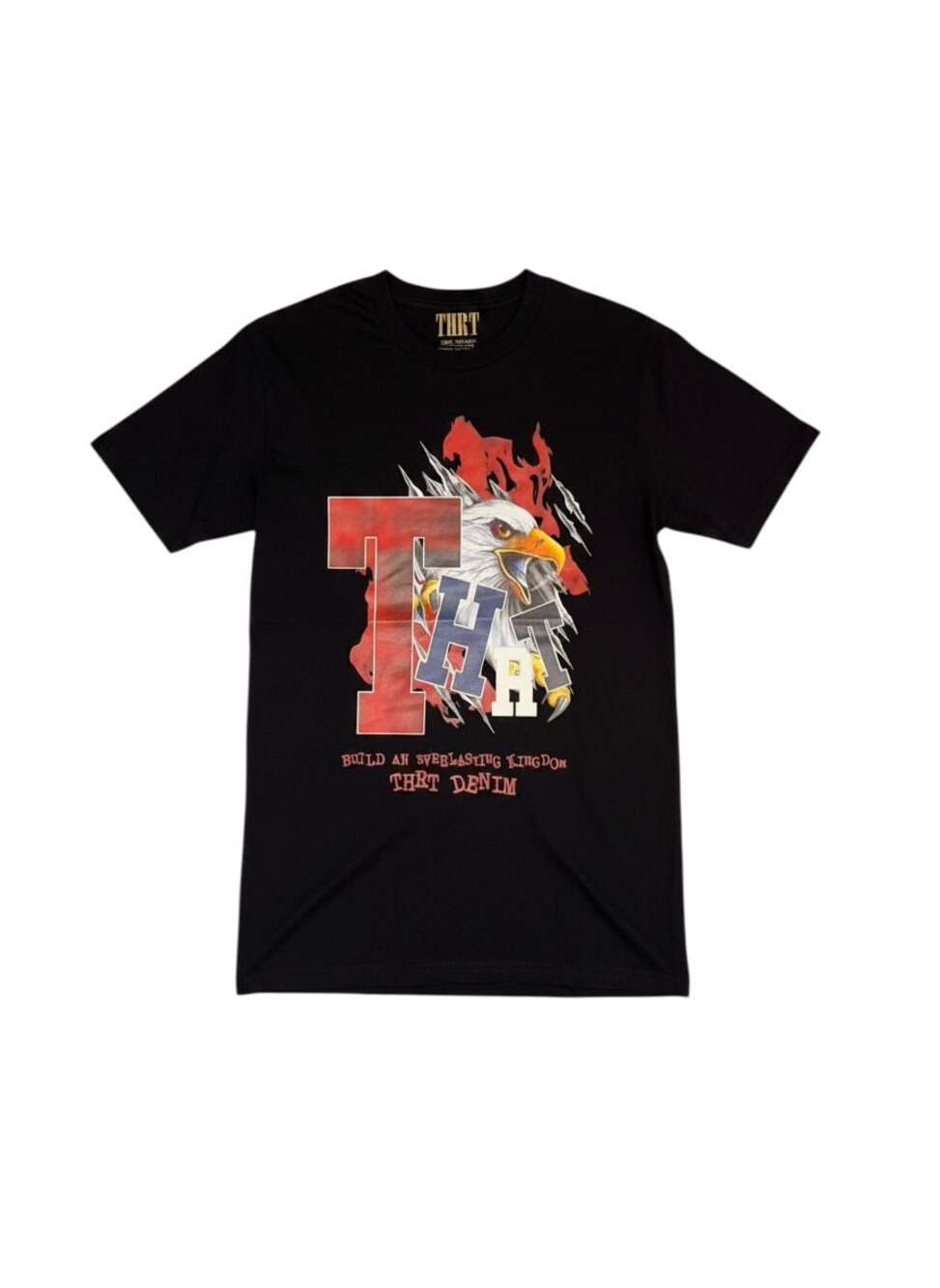 THRT Denim Eagle Graphic T-Shirt - Black 'Build An Everlasting Kingdom'